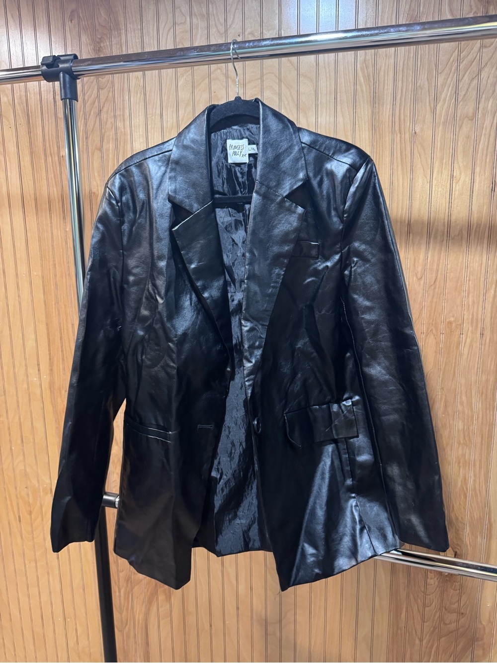 Princess Polly Black Leather Blazer Jacket